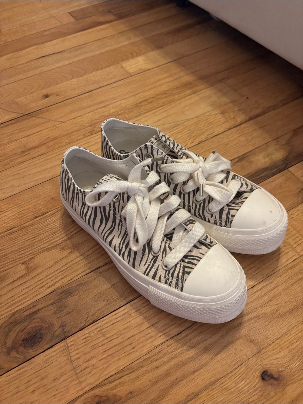 Converse Women's Zebra Print platform  Sneakers in Black and White
